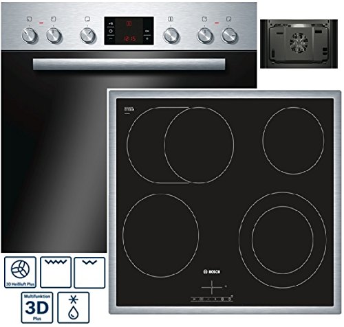 Preisvergleich Produktbild Bosch Herd Set Einbauherd HEG33T050 Glaskeramik Kochfeld NKN645G17 / Einbau / Ofen / Teleskop Auszug / Gedämpfte Backofentür / 3D Heißluft Plus / Versenkbare Knebel / XXL-Backofen mit GranitEmail