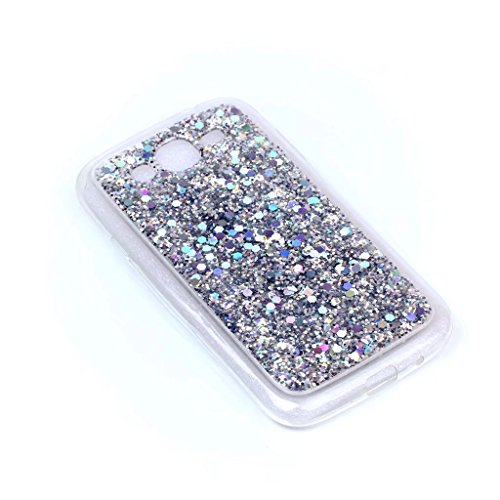 Samsung Galaxy 19060 Hülle Shiny Sparkle Schutzhülle,MUTOUREN Fashion Glitter Glitzern Protective Handy Hülle Schutz hülle Back Cover Bling Case Bumper Protector für Apple Samsung Galaxy 19060 – Silber - 3