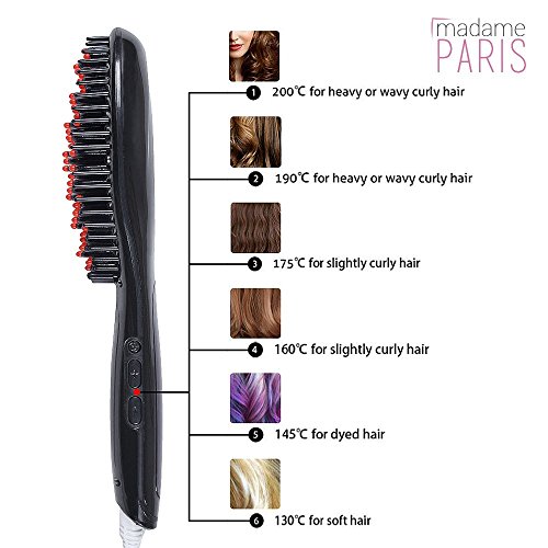 MadameParis ✮✮✮ Haarbürste Haar Glätter – ZOE Ausgabe ✮✮✮ sofort Glattes Haar – natürliches Ergebnis – einstellbare Temperatur – Keramik – kein Verbrennungsrisiko – seidiges Haar – täglicher Gebrauch - 3