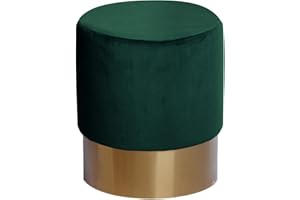 ‎QIYANO Qiyano Hocker Schminktisch Pouf Samt Sitzhocker in verschiedenen Größen und Farben mit Gold abgesetzt für Wohnzimmer Schlafzimmer oder Ankleidezimmer, Klein Rund, Farbe: Grün