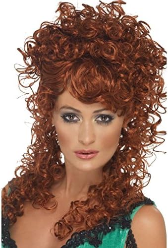 Uwant Fashion Long Ginger Saloon Girl Fancy Dress Wig Curly Perm Ladies Bar Girl Wench Wig