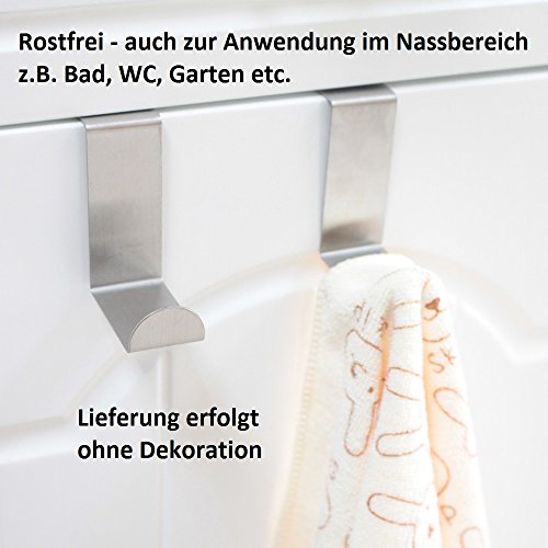 Türhaken Schrankhaken Badezimmer Haken für Türen mit 2 cm und 4 cm Falzstärke Edelstahl 6 x 2,5 cm Silber (4stk) - 5