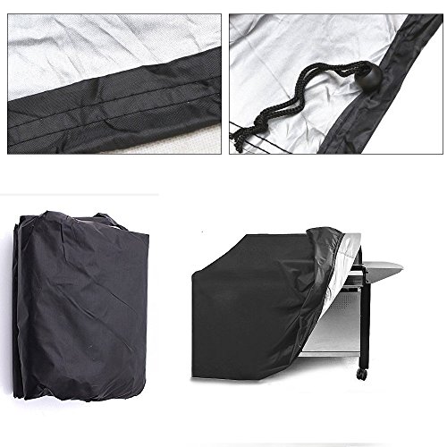 BBQ Grillabdeckung, Grill-Abdeckhaube Schutzhuelle Haube Wetterschutzabdeckung BBQ Cover für Weber, Brinkmann, Char Broil, Holland and Jenn Air Grill Smoke Barbecue Gasgrill —Schwarz von Jr.Hagrid (S:145x61x117cm) - 6