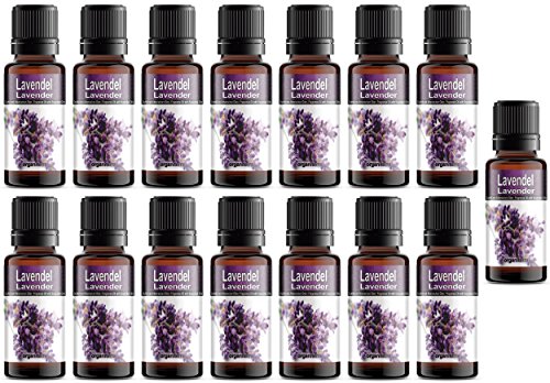 15 Botellas Aceites Perfumados Concentrados con Aceites esenciales Puros Organiterra (Caja Completa) - LAVANDA - 10ml cada uno envase de vidrio