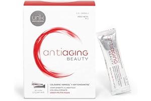 Unik Antiaging Beauty | Collagène hydrolysé VERISOL (5 études cliniques) avec Acide Hyaluronique, Grenade, Açai, Vitamine C, Biotine | Réduit les rides et le relâchement cutané. 30 sticks. Unik Health