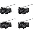 Stemedu LXW5-11N1 Micro Limit Switch SPDT 1NO 1NC Hinge Lever Momentary Push Button Limit Switches 3A AC380V DC220V (Pack of 4)