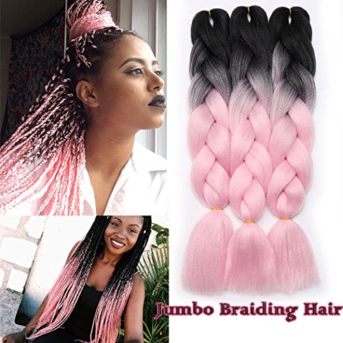 24 "dos Ombre Extensiones de pelo trenzado fibra kanekalon Cabello Sintético Trenzado de 300 G