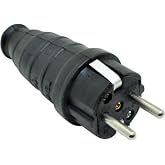 Kau&ccedil;uk Topraklı Erkek Fiş 16A Siyah 220V