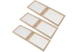 misppro Lot de 3 cadres rectangulaires en bois naturel avec papier recyclé séché en maille