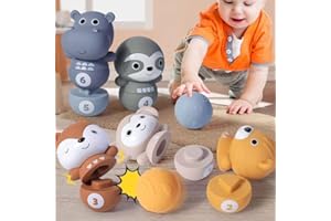 JIAMIAN Jeux De Quilles Mini Bowling Set, Jeu De Quille Enfant, Mini Jeu De Quilles, avec 2 Balles Et 6 Bowling Jouet Jeux Exterieur pour Petits Garçons Et Filles (B)