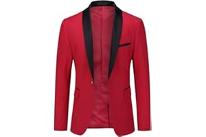 YOUTHUP Men's Blazer Shawl Collar 1 Button Slim Fit Formal Suit Jacket Wedding Prom Party Jacket