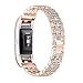 Produktbild FeiliandaJJ Ersatzarmbänder für Fitbit Charge 2 Watch,Armbänder Edelstahl Klassisch Kristall Fitness Smart Watch Zubehör Uhrenarmbänder Replacement Watch Band (Rose Gold)