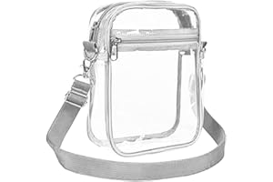 DONGKER Sac À Bandoulière Transparent,Sac À Bandoulière Cosmétique en PVC avec Sangle Réglable pour Concert,Travail Quotidien,Voyage,Sport