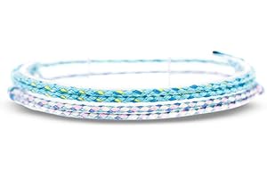 Made by Nami Surfer Fußband 2-er Set Damen & Herren - Dünnes Boho Hippie Fußkettchen geflochten- Handmade Strand Festival Accessoires - 100% Wasserfest & Verstellbar (Baby Blue Set)