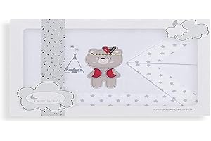 Interbaby 03197-18 - Sábanas cuna TIPI OSO blanco y gris, unisex