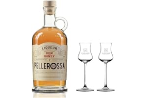 DISTILLERIA MARZADRO PELLEROSSA RUM AL MIELE 70 CL CON 2 BICCHIERI TULIPANO