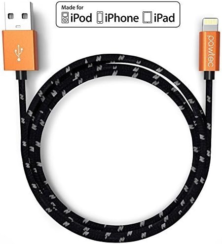 Pawtec [Apple MFi Certified Premium Lightning Cable 3.3 Ft/1M Nylon Braided for iPhone 12/12 mini / 12 Pro / 12 Pro Max / 11/11 Pro / 11 Pro Max/XS/XS Max/XR/X / 8/7 / 6s 6, iPad Pro/Air (Jet Black)