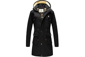 WenVen Giacca Invernale Imbottita Calda Cappotto con Cappuccio Parka Lunga Antivento Giubbotto Fodera in Pile Slim Fit Casual Outdoor Donna