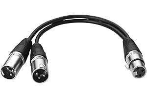 SIENOC 30cm XLR Splitter Kabel Mikrofon Female to Dual Male Stecker Y Splitter Kabel Adapter (Silber)