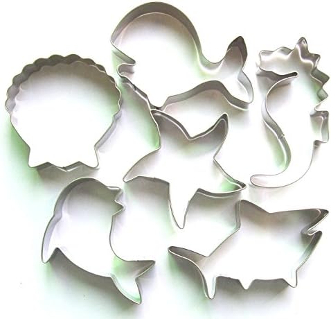 LAWMAN Ocean dolphin shark whale seahorse shell starfish fondant pastry baking cookie cutter 6pcs set by Lawman