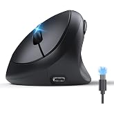 TECKNET Wireless Bluetooth Mouse, Rechargeable Ergonomic Mouse with 3 Devices (BT 5.0/3.0+2.4G), 4800DPI Silent Vertical Mous