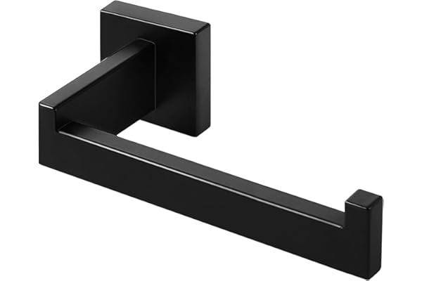 HITSLAM Porte Papier Toilette Noir Support Papier Toilette Mural Acier INOX Porte Rouleau Support Papier Toilette pour Salle De Bain et Cuisine (Carré)