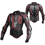 SunTime Chaqueta de Protección para Motocross Motos Ropa Protectora de Cuerpo Armadura Completo Profesional de Motocicleta Deportiva para Hombres Columna Vertebral Hombro Pecho ( Rojo, L )