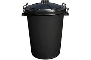 M1SS 50 Litre Heavy Duty Plastic Clip Lock Lid Bin Indoor or Outdoor Rubbish, Waste or Storage of Animal Feed. (Black)
