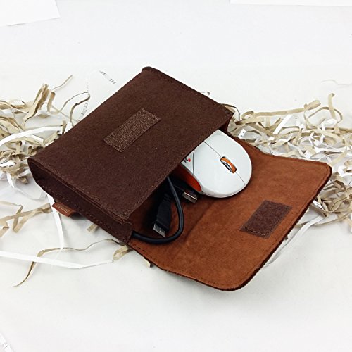 Täschchen Mini Hülle Tasche aus Filz für Zubehör und Accessoires (Netzteil, PC Maus, E-Zigarette, Kosmetik) Braun - 6