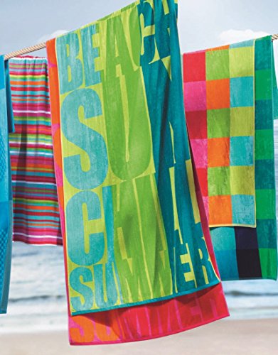 LIVING DREAMS Velours-Strandhandtuch "Check Box" 180x90 cm blau