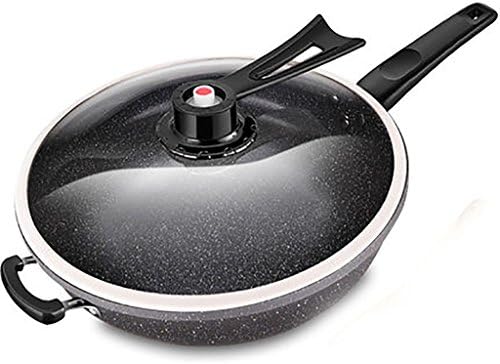 Fry Wok Flat Pans Non-Stick Pan Less Oil Fumes Frying Pan Fry Wok Apply To Induction Cooker Gas Stove 32CM Cast Iron Fry Wok