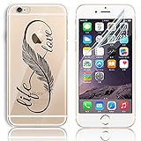 iPhone 6S Silikon Hülle,iPhone 6 Hülle,Sunroyal TPU Case Schutzhülle Silikon Crystal Kirstall Clear Case Durchsichtig,Schön Schwarz Wörter Malerei Muster Transparent Weichem Silikon Schutzhülle Handy Gürtel Tasche Schutzhülle Hülle Case Cover Fall-Abdeckung Etui TPU Bumper Kratzfeste Scratch-Resistant Schale für iPhone 6S/6 (4.7 Zoll) + 1 x Frei Displayschutzfolie