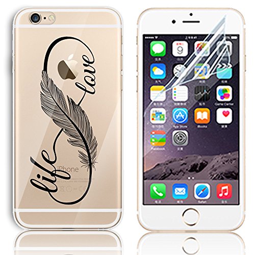 iPhone SE Silikon Hülle,iPhone 5S Hülle,Sunroyal TPU Case Schutzhülle Silikon Crystal Kirstall Clear Case Durchsichtig,Schön Schwarz Wörter Malerei Muster Transparent Weichem Silikon Schutzhülle Handy Gürtel Tasche Schutzhülle Hülle Case Cover Fall-Abdeckung Etui TPU Bumper Kratzfeste Scratch-Resistant Schale für iPhone SE/5S/5 + 1 x Frei Displayschutzfolie