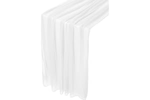 Qidordour White Chiffon Table Runner 30x120 Inches Sheer Wedding Table Runner Tulle Fabric White Rustic Boho Wedding Decor Party Table Decoration for Wedding, Birthday, Bridal & Baby Shower, Christmas