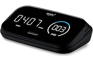 HUMAI Huma-i Smart (HI-300) CO2, VOC, PM2.5, PM10, PM1.0, Temperature and Humidity Monitor. App IOS and Android. Sensors made in Switzerland. Export data to computer. Alarm, Notifications and much more.