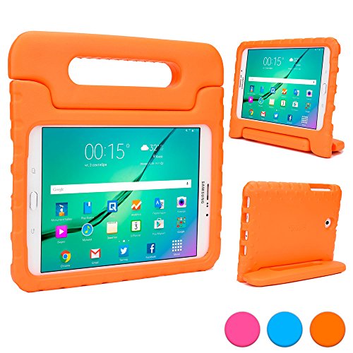 Samsung Galaxy Tab S2 8.0 hülle fur kinder, COOPER DYNAMO Beanspruchbare, strapazeirfähige, robuste, gepolsterte Hartschalenhülle mit integriertem Griff, Standfunktion & durchsichtigem Displaysschutz (Orange)