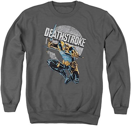 Jla Deathstroke Retro Mens Crewneck Sweatshirt Charcoal Lg