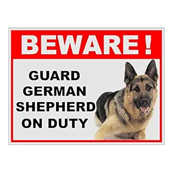CVANU Beware of Guard Dog German Shepard On Duty Sign Board 8X6 Inch