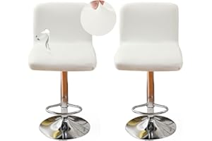 DHAEY – Funda taburete de bar con respaldo de PU impermeable – Funda de taburete alto extensible – Funda para silla de comedor giratoria para cocina bar – Lote de 2 unidades blancas