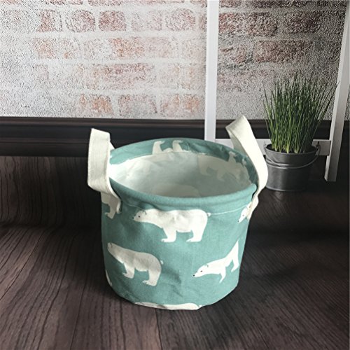 Inwagui Faltbar Aufbewahrungskorb mit Griff 2 Stück Desktop Aufbewahrungsbox aus Baumwolle Aufbewahrungsbehälter für Kinderzimmer Spielzeug Kleidung – Bär - 3