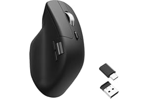 Keychron M6 1000 Hz Silent Wireless Bluetooth 5.1/2.4 GHz/Wired Optical Mouse, Lightweight 78g Programmable PixArt 3395 Sensor with up to 26K DPI/ 650 IPS for Windows Mac Linux - Black