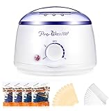 Wax Warmer, Famirosa Hair Removal Waxing Kit Electric Wax Heater for All Wax Types with 4 Packs 100g Hard Wax Beans & 10 Waxing spatulas & 10 Waxing Strips (White)