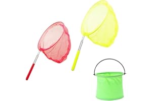 WACH AUF YMDZ Filet à Papillon Télescopique Kit Insect Net Enfants Filet de Peche Extendable Butterfly Net avec Seau Pliant Fishing Net de Capture Dinsectes Activités de Jardin en Plein Air