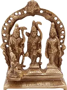 Two Moustaches Brass Ram Darbar Idol, Standard, Antique Brown, 1 Piece