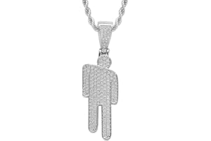 Yeesabella Hip Hop Bad Guy Villain Necklace, Zircon Couple Skew Head Pendant Necklace Stainless Steel Round Head