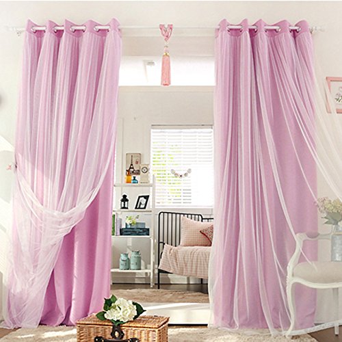 Hoomall Blickdichte Gardinen Ösenvorhang Blickdicht und Transparent Vorhang für Schlafzimmer Kinderzimmer Verdunklungsgardine Ösenschal B*H 140*245cm 1er set Hellrot - 3