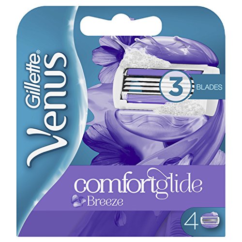 Gillette Venus Comfortglide Breeze 2-in-1 Women's Razor Blades with Shaving Gel Bars, No Shave Cream Needed (Packaging May Vary) - 4 Pack