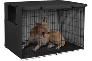 MoYouno Dog Crate Cover,Durable Pet Kennel Cover Provided,for Dog Crate Large, Indoor Outdoor Protection,Easy to Put On-Adjust Cover only - Black (L)
