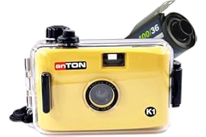 ANTONKUNZE Anton K1 NACHFÜLLBARE Kleibildkamera im Set mit Schwarz/Weiß Film + Action/Unterwassergehäuse