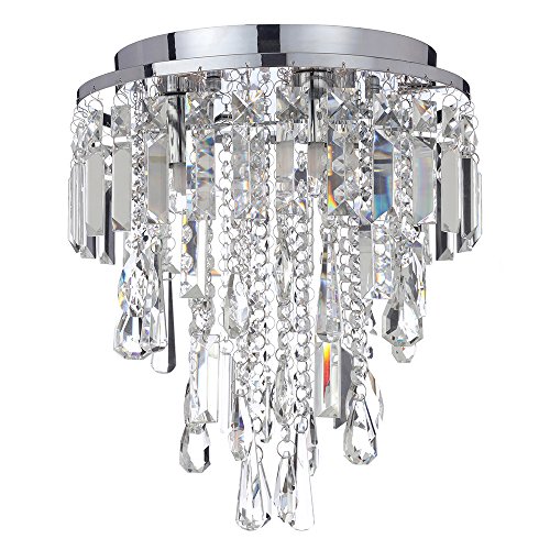 3 Light LED Bresna Flush Mount Living Room & Hallway Bathroom Ceiling Light in Chrome with Free LED Bulbs IP44 5 Year Guarantee Litecraft